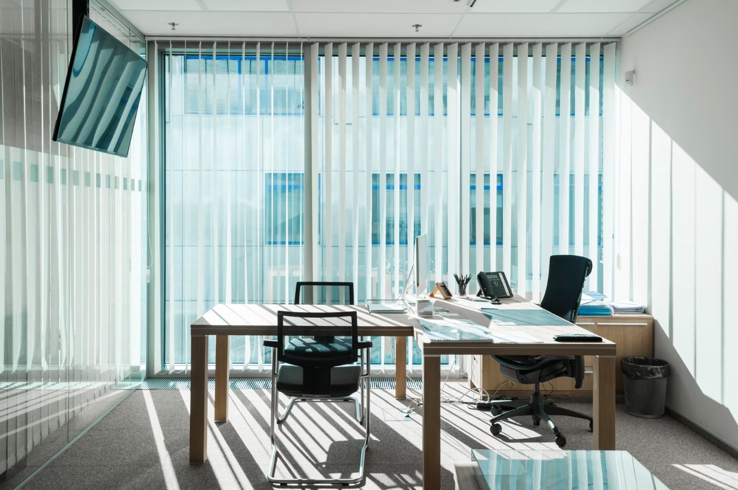 Zebra blinds instaladas en una oficina